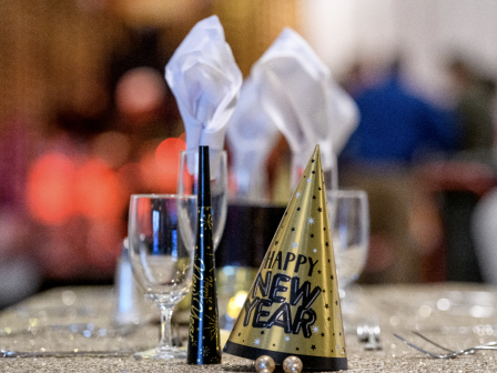 A decorated New Year's table with a 